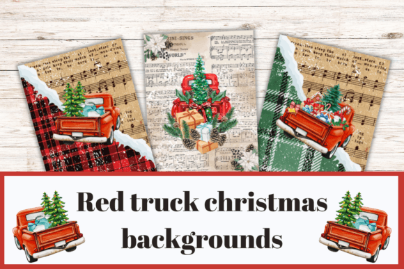 Christmas Red Truck PNG Backgrounds for Holiday Designs