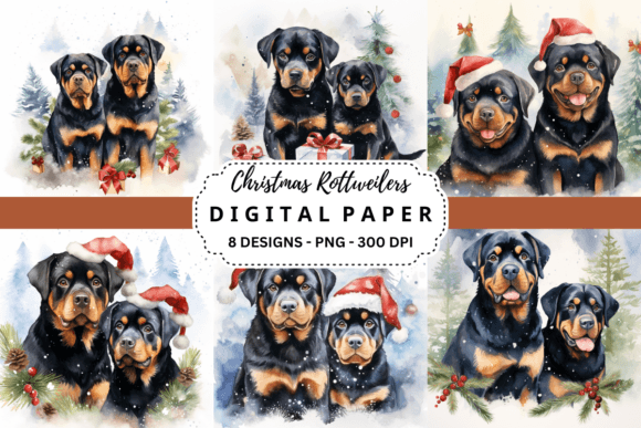 Christmas Rottweilers Backgrounds: A Festive Design Asset