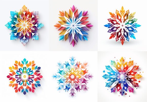 Colorful Snowflake Christmas Backgrounds: Festive Design Assets