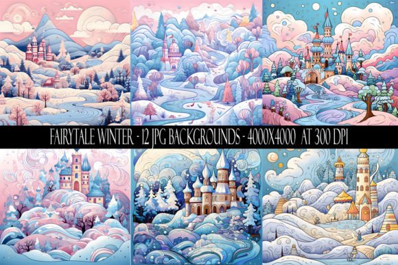 Enchanting Fairytale Winter Backgrounds for Your Designs