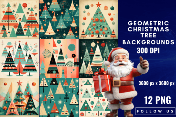 Modern Festive Designs with Geometric Christmas Tree Backgrounds
