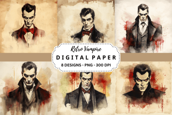 Retro Vampire Watercolor Backgrounds: Elevate Your Dark Aesthetic
