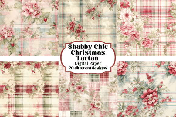 Shabby Chic Christmas Tartan Backgrounds: Rustic Holiday Designs