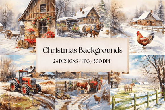 Watercolor Christmas Backgrounds for Festive Design Projects